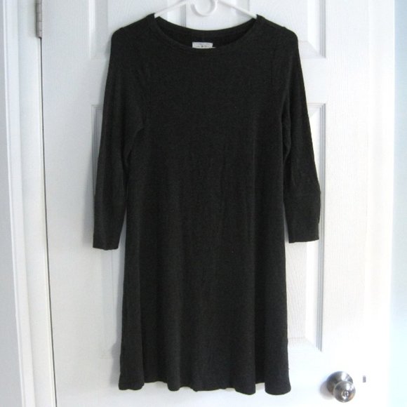 Lou & Grey SignatureSoft Dark Grey T-Shirt Dress A-Line Size XS 3/4 Long Sleeves - Picture 1 of 7